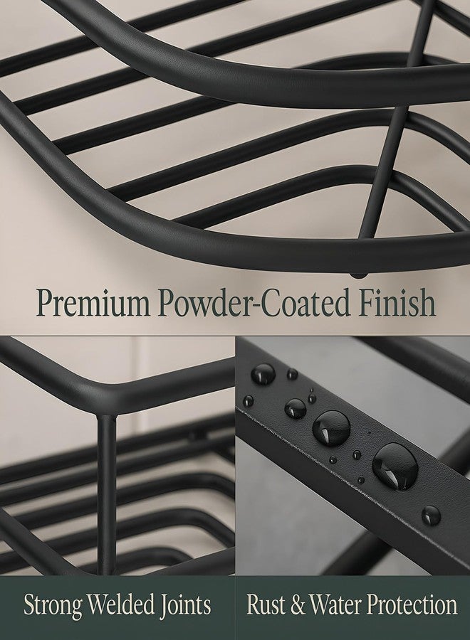 دالوتشي منظم حمام دالوتشي بدون حفر | رف زاوية حمام ذاتي اللصق، رف تخزين معدني مثبت على الحائط | منظم إكسسوارات الحمام والمطبخ (8 و9 بوصة) (أسود، قطعتان) - Image 5